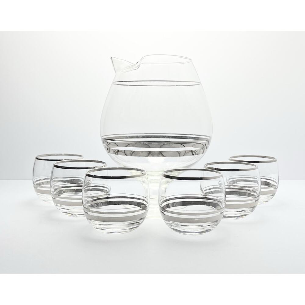 1950s Dorthy Thorpe Mid-century Vintage 7-Piece Martini Pitcher Roly Poly Set - Picture 3 of 11